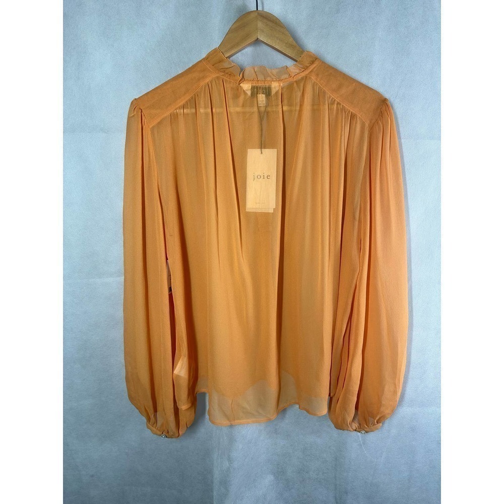 Joie The Jindrah Silk Long Sleeve Sheer Top Buckskin Size Medium - Picture 5 of 13
